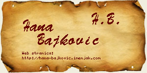 Hana Bajković vizit kartica